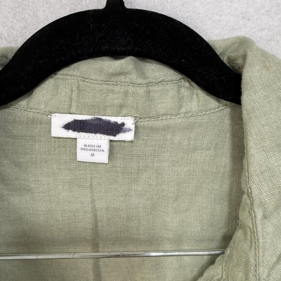 J jill Linen Tunic Shirt Womens Medium Sage Green Popover Long Sleeve Roll tab - Picture 5 of 11